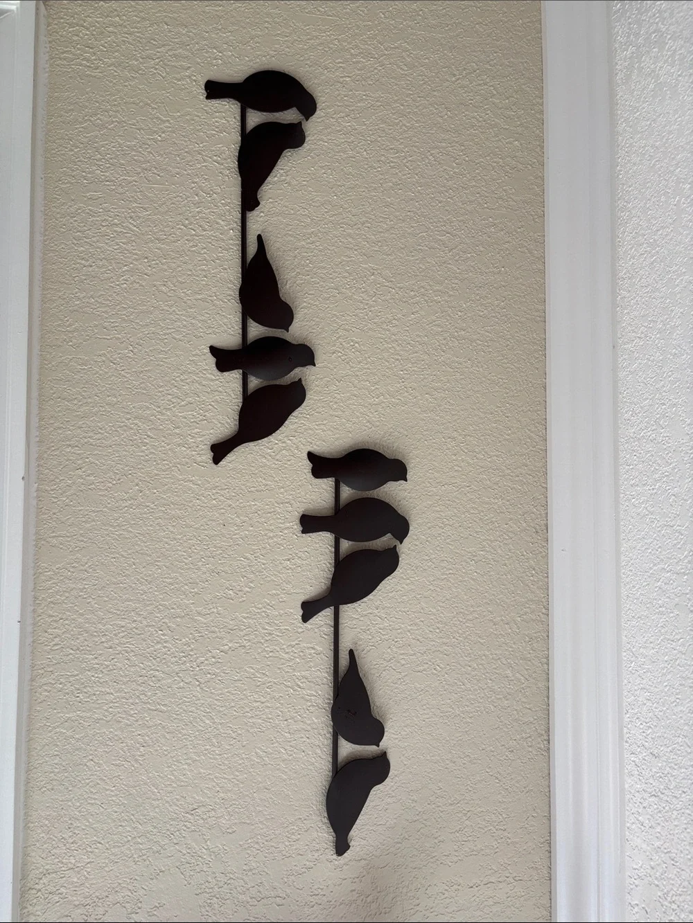 Two Brown Metal Bird Wall Art Hangings